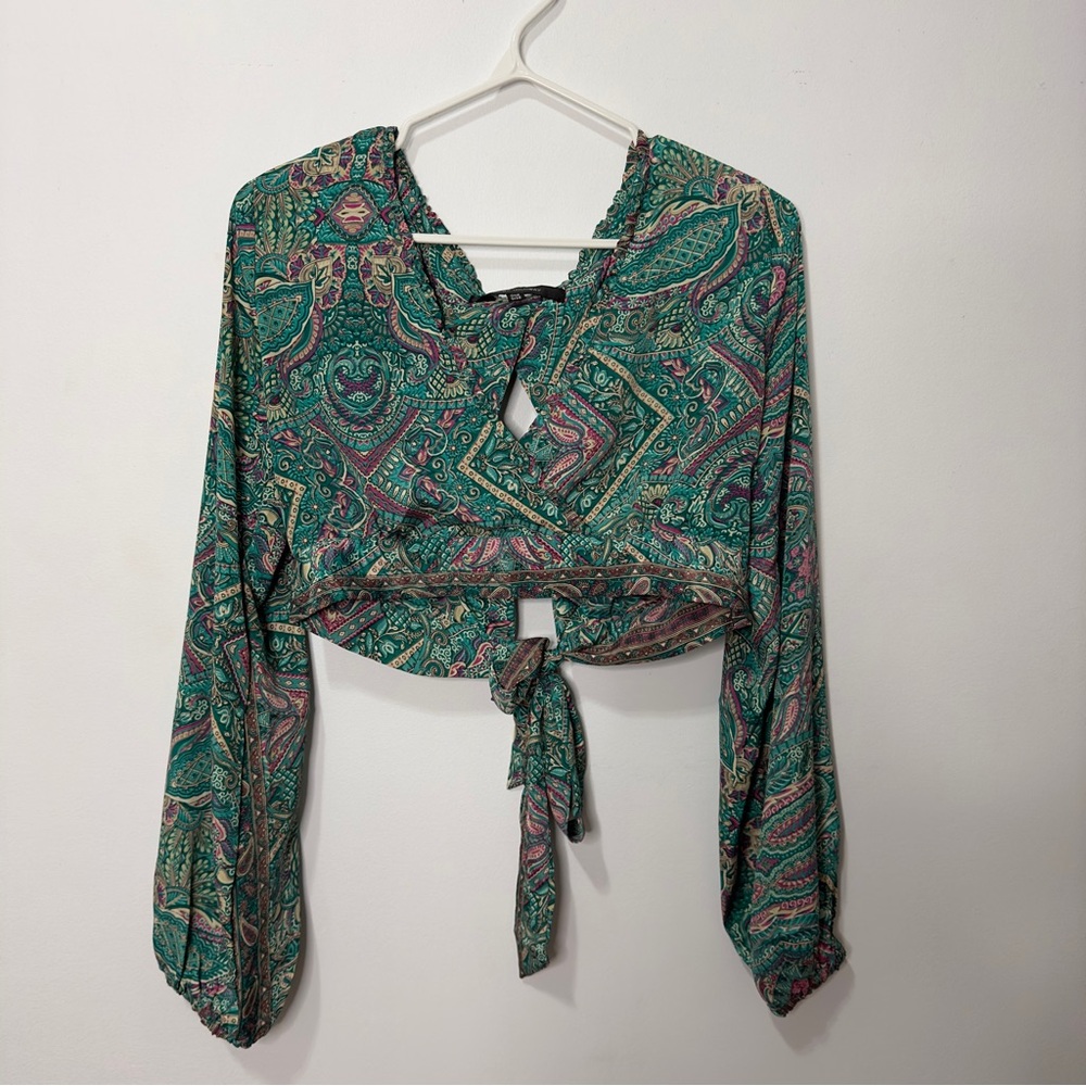 Karma Highway - green pink pattern one size (fits US S) open back slit with tie
